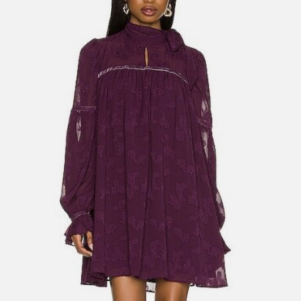 Revolve Tularosa Sienna Purple Lace Long Sleeve Mini Dress